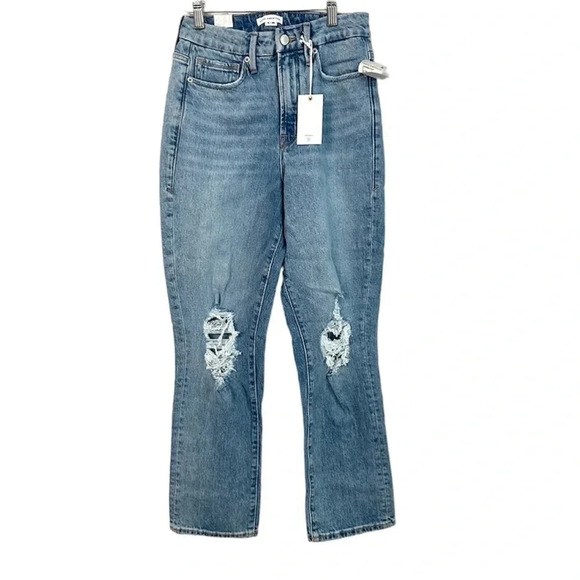 Good American Good Boy Vintage Inspired Distressed Jeans Size 2, 26 NWT - Picture 1 of 13